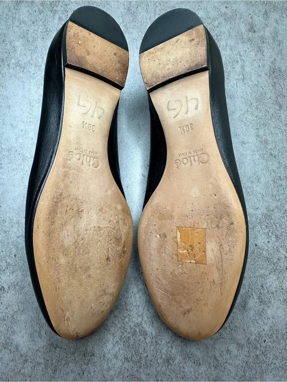 Chloé Black Leather Scalloped Ballet Flats Lauren Size 38.5 EU Made in Italy - Picture 7 of 8